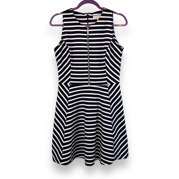 MICHAEL Michael Kors Dresses & Skirts - Michael Kors Fit & Flare Zip Dress Stripped Black and White Size 8
